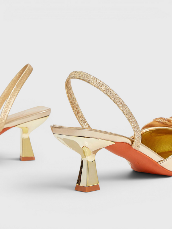 Scarpin Salto Médio Slingback Flor 3D